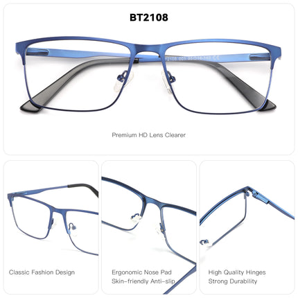 ZENOTTIC Titanium Progressive Prescription Glasses Men Square Anti Blue Light Photochromic Eyewear Optical Myopia Eyeglasses