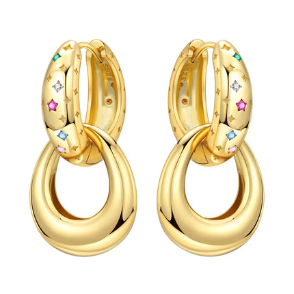 Original 2026 S925 Sterling Silver Zircon 18K Gold Lining Vintage Hoop Earrings for Women Birthday Party Wedding Gift Jewellery