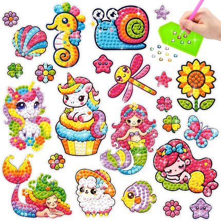 Children's Diamond Painting Sticker Set - DIY Sticker Art Gift - Cartoon Animal Diamond Painting Art Children's Toys