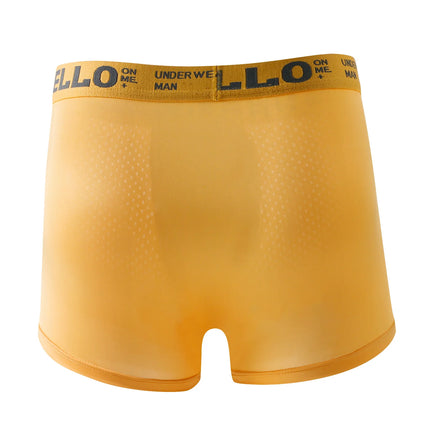 6-Pack Men's Ice Silk Semi-Mesh Boxers - "HELLO" Waistband, Breathable Variety