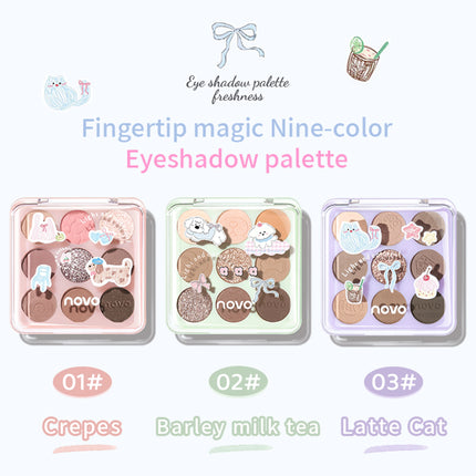 NOVO Nine-Shade Eyeshadow Palette with Contouring, Highlighting and Blush in One Versatile Colour Combinations