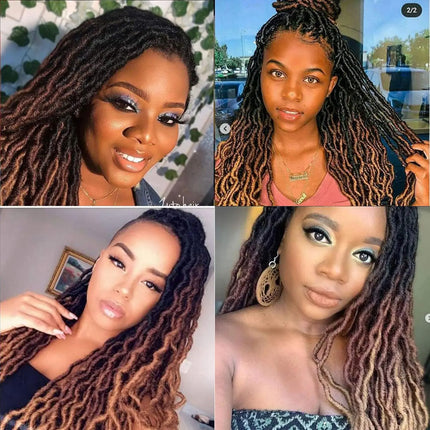 18/24 Inch Goddess Faux locs Crochet Hair 6 Packs/Lot Soft Gypsy Locs Wavy Crochet Braids Dreadlocks 3 Tone Curly Wavy Synthetic
