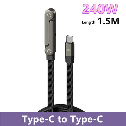240W PD Type C Fast Charging Cable Foldable Bracket 2-in-1 Data Cable Phone Stand Charge Wire For iPhone Macbook Xiaomi Samsung