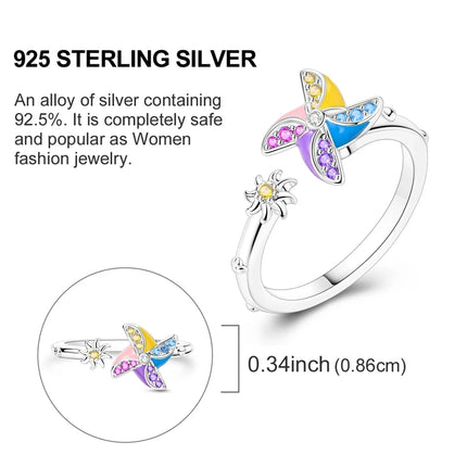 Adjustable Rings 925 Sterling Silver Mermaid Wing Dragon Sunflower Tulip Open Rings For Women Female Original Engagement Jewelry