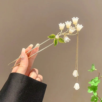 Chinese Style Hair Stick Glowing Lotus Lantern Hairpin Women Ancient Style Palace Lantern Hair Stick Flower Tassel Hair Insert