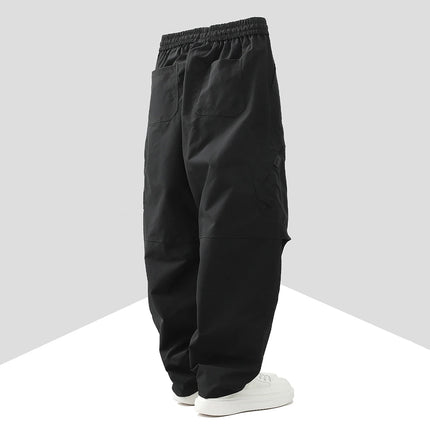 Summer  Pants Men Harajuku Japanese Style Loose Casual Pants Men Solid Comfortable Elastic Waist Trouser Outdoor Walking Hiking