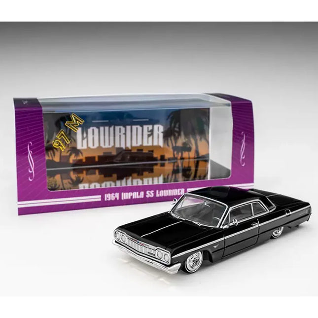 97M 1/64 Scale Impala 1964 Impala SS LowRider Jumping Car Alloy Model Collection Decoration Decorative Piece