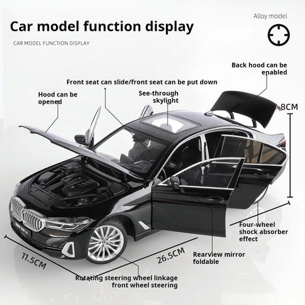 Officially authorized BMW 530 24 Scale Diecast car Model Toy with Sound &Light Pull Back Boys Gift collectible ornaments