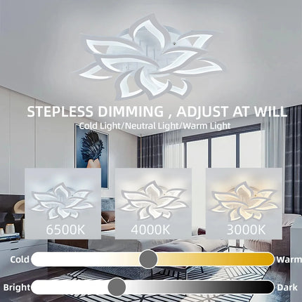 IRALAN Nordic Minimalist Ceiling Light With Remote Control Living Room Modern Creative Petal Design Ceiling Lamp Fixture Bedroom