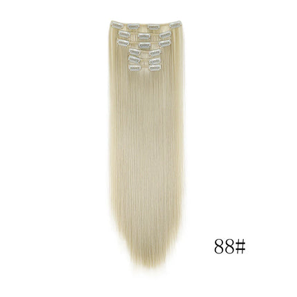 16 Clips in Hair Extensions 24Inchs Long Straight Hairstyle Synthetic Blonde Black Hairpieces Heat Resistant Fake Hair 6Pcs/Set