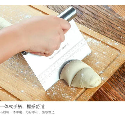 Stainless Steel Pastry Spatulas Cutter With Scale Pizza Dough Scraper Fondant Cake Decoration Tools Baking Kitchen Accessories