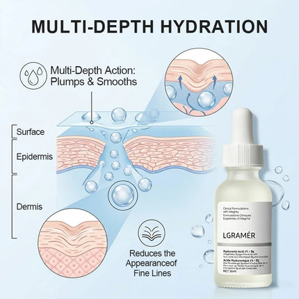 2% Hyaluronic Acid + B5 Serum with Ceramide Multivitamin Moisturizing Essence 30ml Soft Smooth Skin Facial Care Liquid