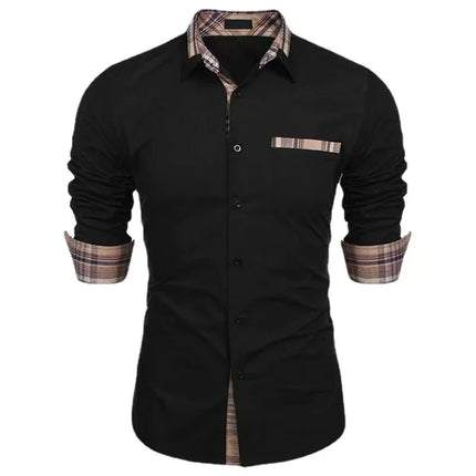Men's casual long-sleeved shirt business travel Men design simple, fashionable solid color shirt, large size XS-6XL fast deliver