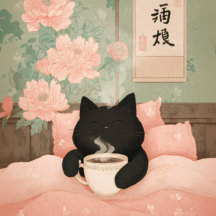 Japandi Black Cat Poster Minimalist Asian Cat Prints Canvas Painting Minimalist Japanese Wall Art Pictures Home Room Decoration