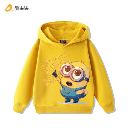 Children's cartoonMinions pattern printed hooded sweatshirt for boys and girls suitable for autumn andwinter a warm top for kids