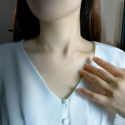 NYMPH Real 18K yellow Gold Chopin Chain Necklace Au750 Fine Jewelry Wedding For Female Wedding Gift X269 22-9-14