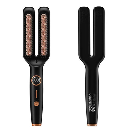 Electric Anti Frizz Hair Hot Comb Brush Straightener One Step 2 In 1 Ceramic Hair Straightener Brush With Lcd Digital Display