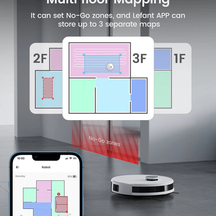 Lefant M1 LDS Robot Vacuum Cleaner with Multi Plane Mapping, 4000Pa Suction,Schedule, App/Alexa Control, for Pet Hair