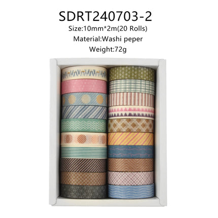 20 Rolls Skinny Washi Tape Scrapbooking School Supplies Basic Slim Decorative Adhesive Tape Stationery Decoration Masking Tape