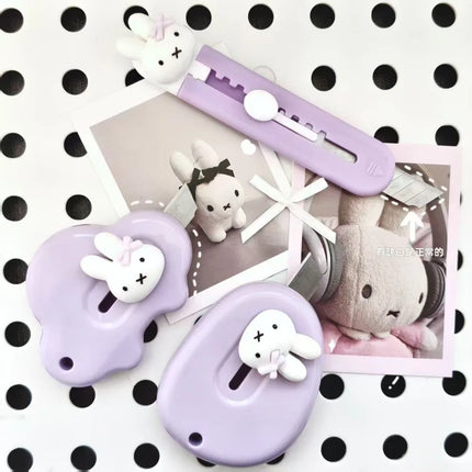 Miffy Kawaii Purple Art Knife Portable Unboxing Knife Handmade Paper Cutting Knife for Express Delivery Cute Gift Toy