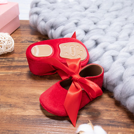 Infant Girl Princess Cute Bow Fringe Shoes Toddler Soft Rubber Sole Anti-Slip Footwear Crib First Walk Shoes 0-18 Months