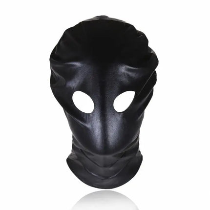 Sexy open month&eyes Mask PU Leather Latex Hood Black Mask Breathable Zip lock cosplay Fetish BDSM Adult role game for party