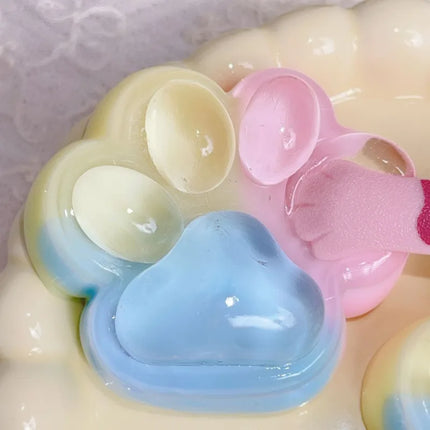 Three Colors Rainbow Cat Claw Squishy Fidget Toy Soft Cute Cat Paw Slow Rebound Pinch Decompression Toys for Kids Birthday Gifts