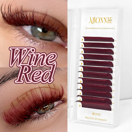 ABONNIE Wine Red Color Eyelash Extension Premium Cashmere Burgundy Lashes Individual Mink False Eyelashes