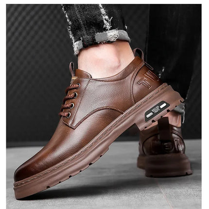 Men's Casual Leather Shoes Designer Trendy All-match Platform Shoes  Men's Business Breathable Leather Shoes shoe