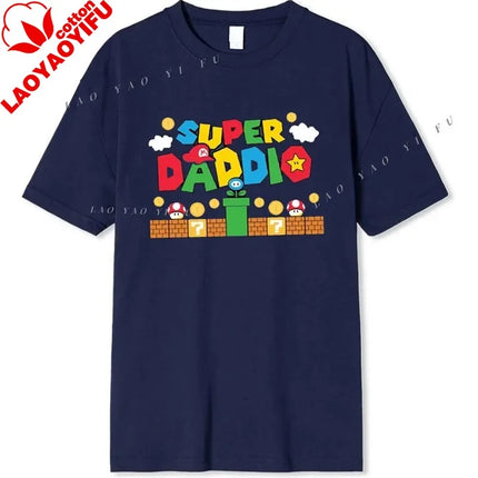 Super Daddio Funny Gamer Dad Father's Day Gift Tshirt 100% Cotton New Fashion Short Sleeve Vintage Classic Streetwear Tee Tops
