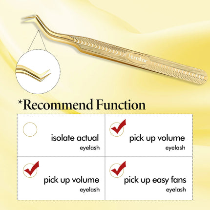 Merrdear Anti-Static Eyelash Tweezers Professional High Precision Volume Extension Stainless Steel Anti-slip Makeup Tool