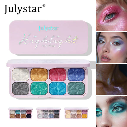 Creamy Eyeshadow Palette 8 Shade Set Buildable Sparkle and Highlight Easy Blend No Fallout for Woman Girl Quick Makeup Essential