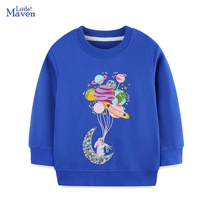 Little maven Cartoon Universe Planet Boys Girls Top Sweatshirts Little Children Sweatshirts Autumn Spring Kids Casual Clothing