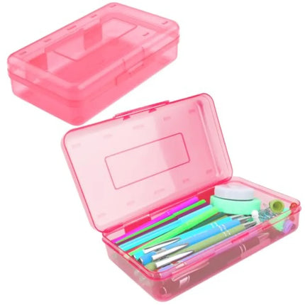 Pencil Box, Pencil Case, Large Capacity Plastic Hard Pencils Case Crayon Box with Snap-Tight Lid Stackable for Adult Student Pe