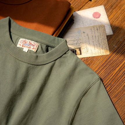Red Tornado 270g Plain T-Shirts Amekaji Men Heavyweight Cotton Crew Neck Tee Shirt