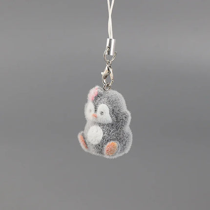 Flocking Animal Dog Cat Pendant Cute Keychain Keyring Bag Earphone Car Keychain Decor Keychains Accessories Phone Chain Lanyard