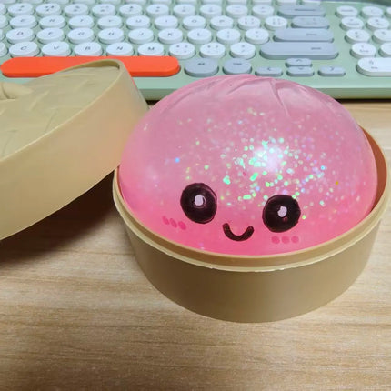 Hot Glitter Dumpling Squishy with Box Dumplings Sensory Squeeze Toy for Stress Relief Fans Gift