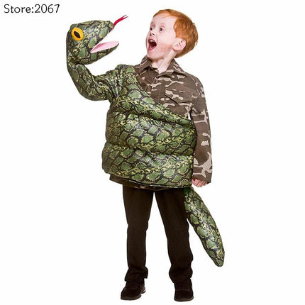 Child Boys Girls Cosplay Giant Anaconda Snakes Tops Halloween Dress Up Boys Kids Snake Puppet Costume Performance Costumes
