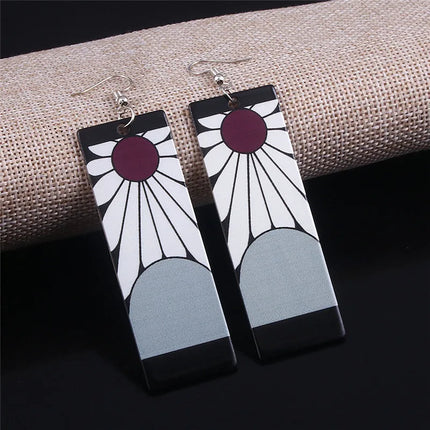 Creative Anime Acrylic Earrings For Women Demon Layer Butterfly Tanjiro Ear Drop Trendy Fans Cosplayer Jewelry Accessories Gifts