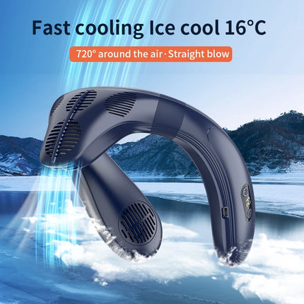 Portable Neck Fans Rechargeable 5200mAh 3-Speed Air Speed Cooling Fan Mute LED Digital Display Hands-Free Fan For Outdoor 2026