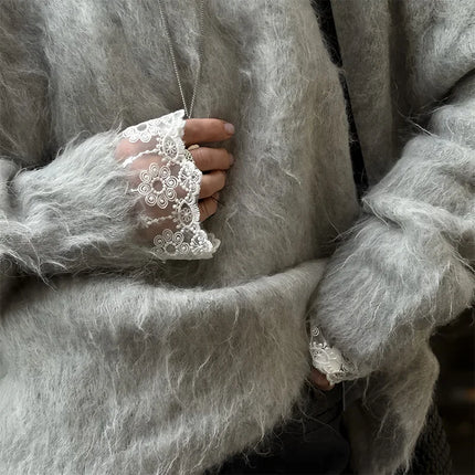 Detachable Cuffs Female Sweater Fake Sleeves Out Crochet Lace Floral Lace Horn Cuffs Embroidery Flounces Ruffles Sleeve Cover