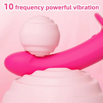 Strap-On Vibrating Dildo Adjustable Harness Vibrator with 10 Vibration Modes Wearable Harness Sex Toy for Female Couple Lesbians