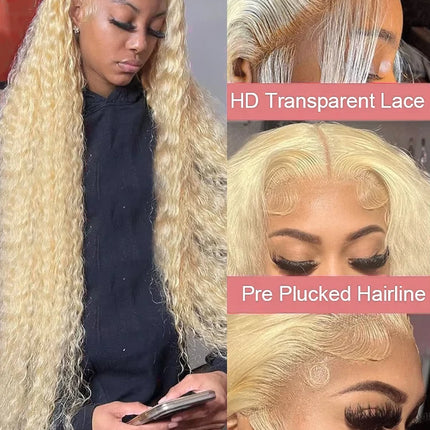 613 Curly Honey Blonde Lace Front Human Hair Wigs Loose Deep Wave 13x6 13×4 HD Water Wave Color Transparent Lace Frontal Wigs