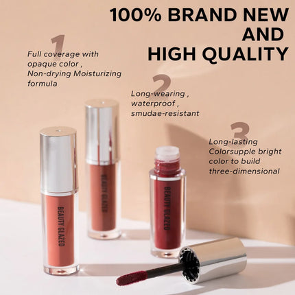 2Pcs/Set Lip Liner + Lipstick, Pink Brown and Purple, Long-lasting Matte, Waterproof and Easy to Apply, Create Daily Makeup