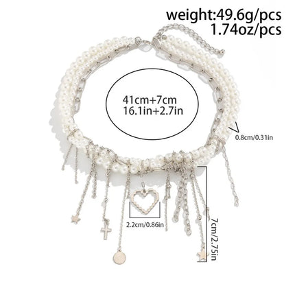 Elegant Irregular Imitation Pearl Beads Necklace for Women Vintage Party Wedding Tassels Choker Fashion Jewelry Accessories Gift