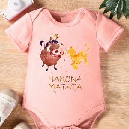Cartoon HAKUNA MATATA The Lion King Printed Baby Clothes Onesies Funny Infant Bodysuit Short Sleeve Jumpsuit Outfits