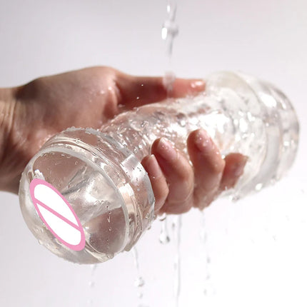 Transparent  Male Masturbator Cup Vagina Anal Soft Silicone Pussy Adult Goods Endurance Exercise Vacuum Pocket Cup for  Sex Toys