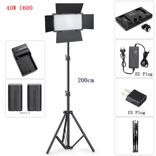 U600 LED Video Light Studio Light Kits Selfie Light Streaming Lights Camera Photographer Lamp For Tiktok YouTube Eyelash Lamp