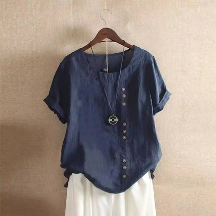 Women Clothing Cotton Linen Streetwear Summer Y2k Tops Vintage Fashion Tshirt Casual Shirts for Women Clothes Elegant Tees