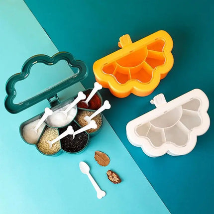 Creative 6 In 1 Cloud-shaped Seasoning Jar Household Moisture-proof Spice Rack Outdoor Camping Seasoning Bottle Kitchen Gadget